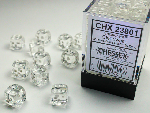 Chessex 12 MM  Dice Set: Translucent