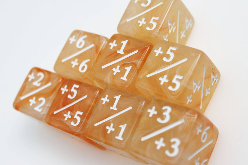 +1/+1 Orange & White Counters for Magic - Set of 8