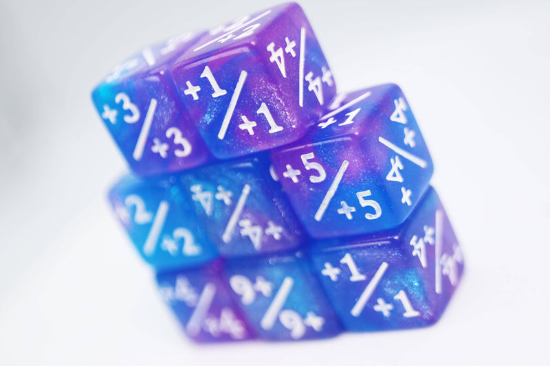 +1/+1 Blue & Purple Glitter Counters for Magic - set of 8