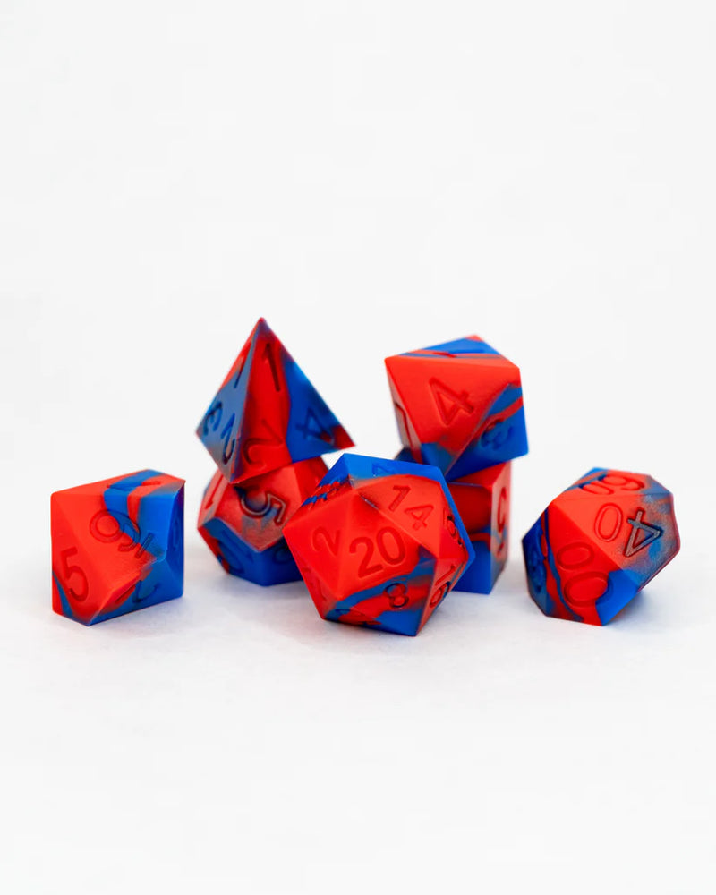 Ember Glow Dice: Silicone Set in Glass Vial