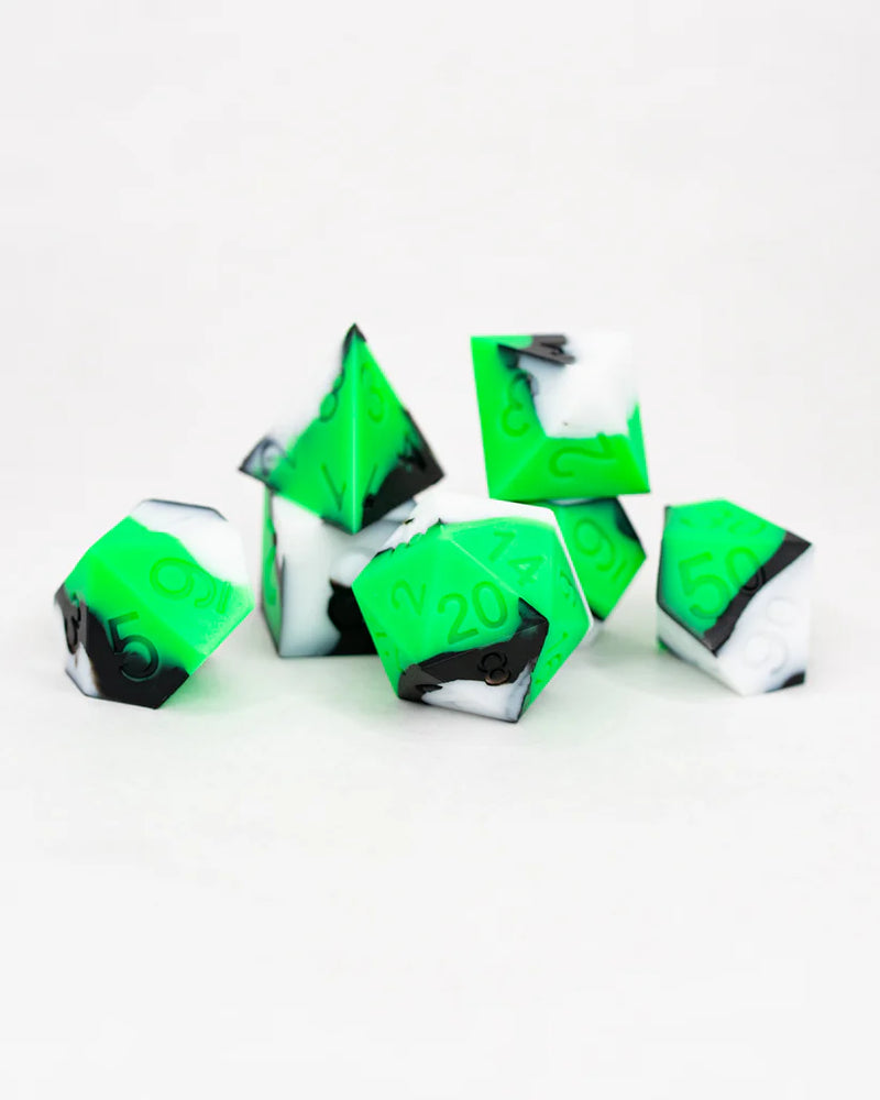 Ember Glow Dice: Silicone Set in Glass Vial