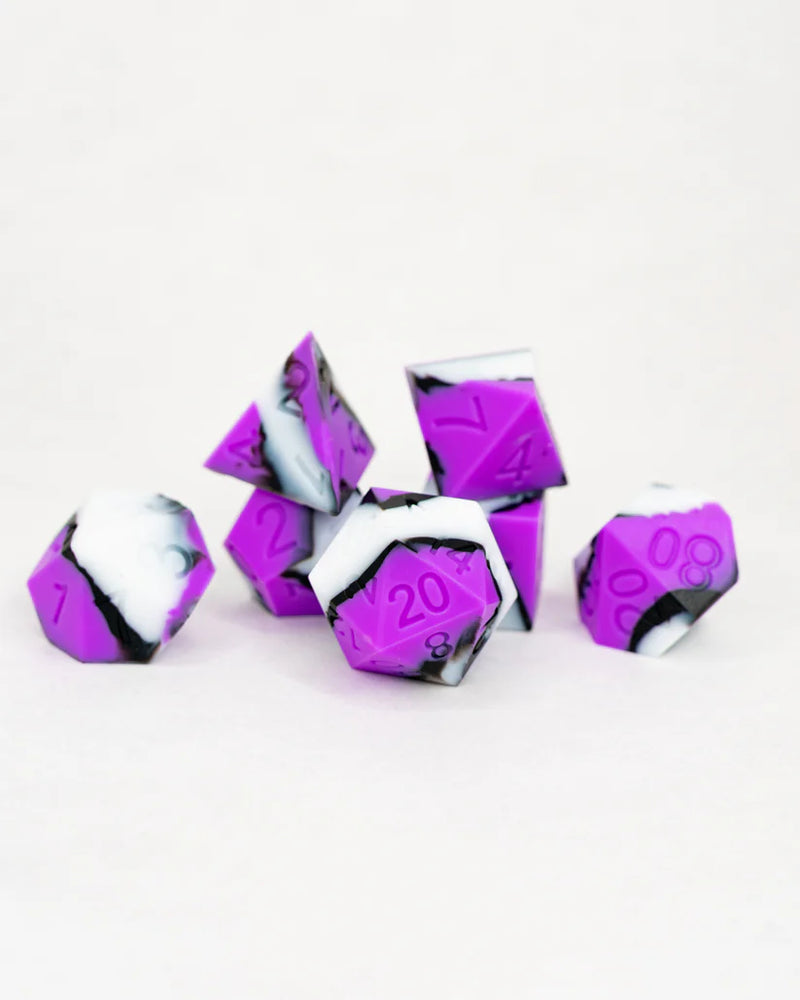 Ember Glow Dice: Silicone Set in Glass Vial