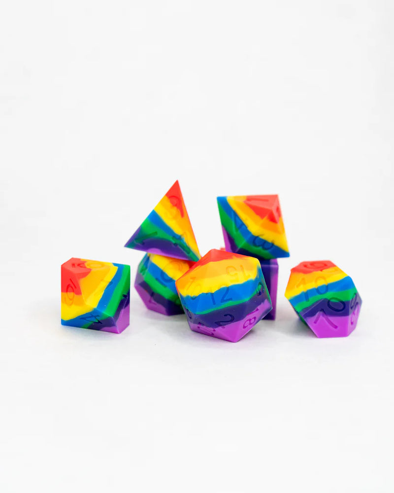 Ember Glow Dice: Silicone Set in Glass Vial