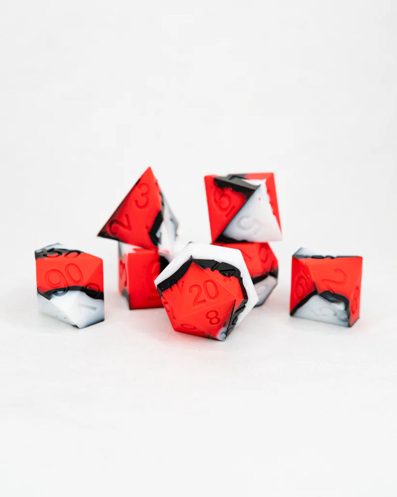 Ember Glow Dice: Silicone Set in Glass Vial
