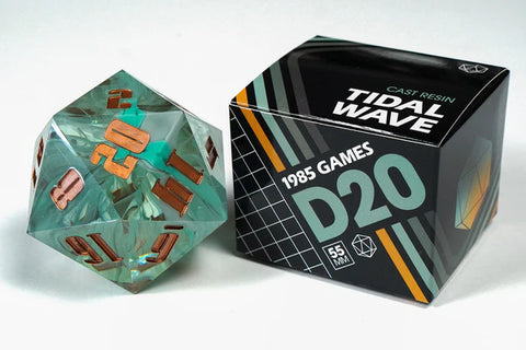 55MM: Tidal Wave Sharp Edge 55mm Resin d20 Dice for D&D and TTRPG