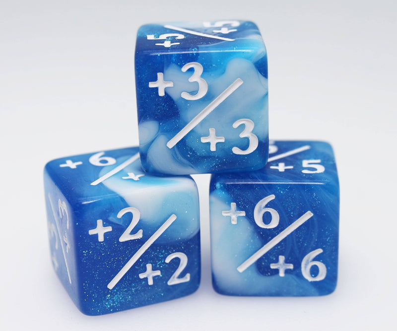 +1/+1 White & Blue Glitter Counters for Magic - Set of 8