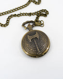 Emberglow Dice: Bloodaxe: Brass Pocket Watch with 7 Piece Micro Mini Metal Dice Set