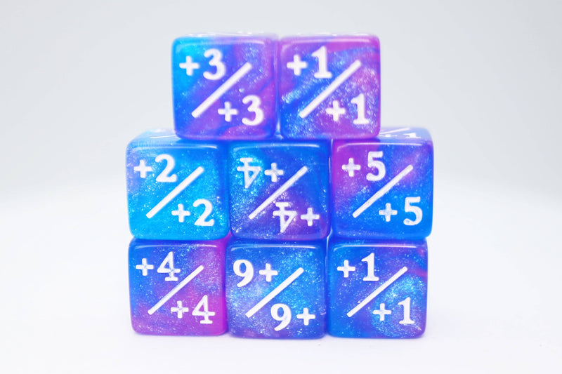 +1/+1 Blue & Purple Glitter Counters for Magic - set of 8