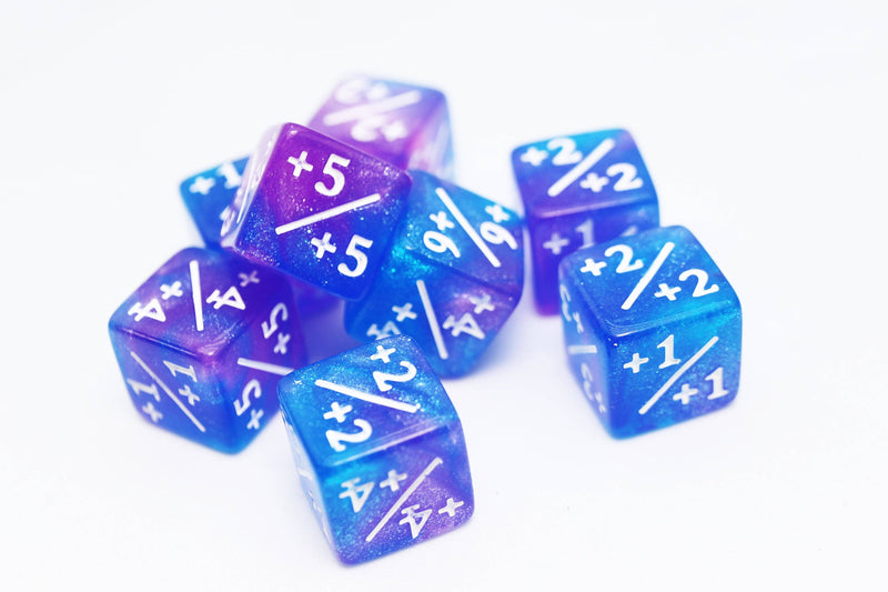 +1/+1 Blue & Purple Glitter Counters for Magic - set of 8