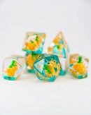 Emberglow Dice: Acrylic Inclusion Set in Glass Vial