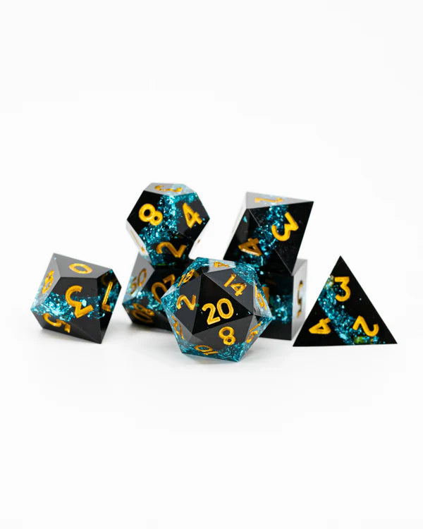 Emberglow Dice: Sharp Edge Dice in Glass Vials