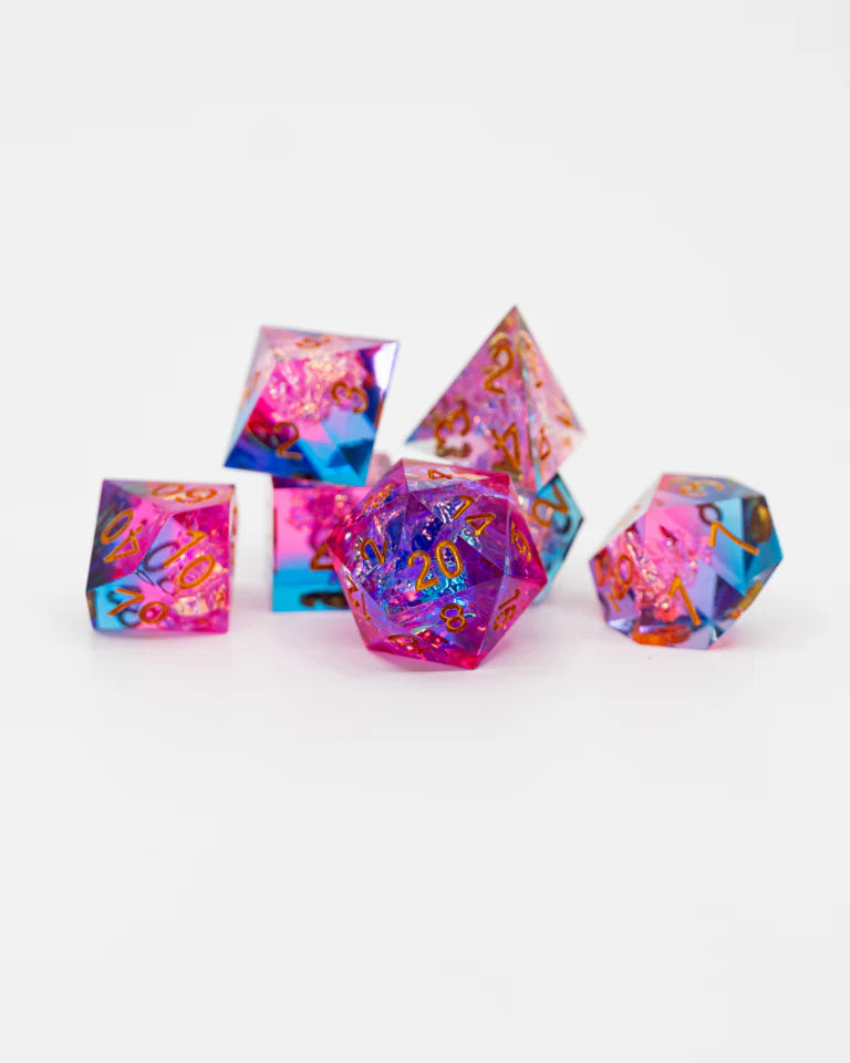 Emberglow Dice: Sharp Edge Dice in Glass Vials