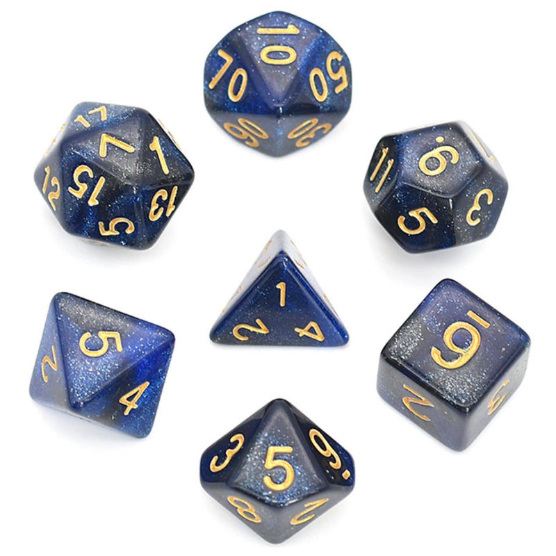 Black & Blue Galaxy RPG Dice Set