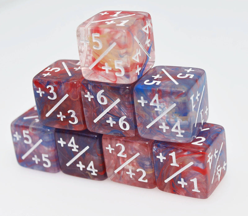 +1/+1 Primary Colored Marble Counters for Magic - Set of 8