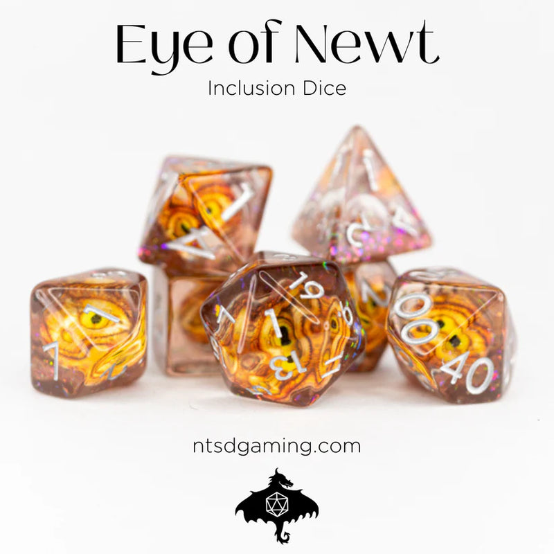 Emberglow Dice: Acrylic Inclusion Set in Glass Vial