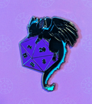 Black Dragon on Polyhedral D20 Hard Enamel Pin -1.5"