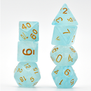 Cyan Silk Translucent Dice RPG Dice Set