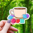 Coffee And Polyhedral Dice Sticker - 3"