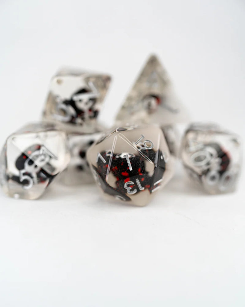 Emberglow Dice: Acrylic Inclusion Set in Glass Vial