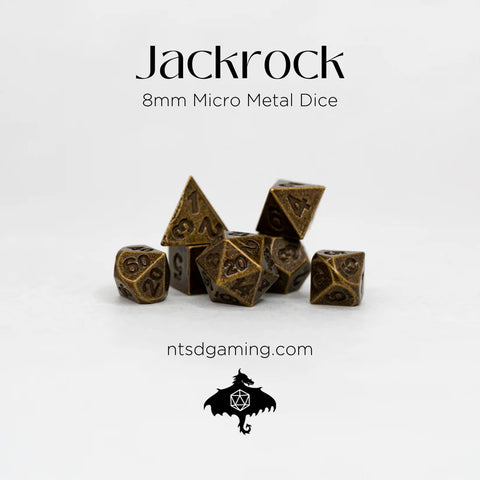 Emberglow Dice: Jackrock: Brass: 7 Piece Micro Metal Set