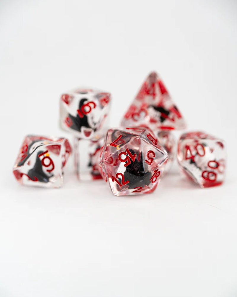 Emberglow Dice: Acrylic Inclusion Set in Glass Vial