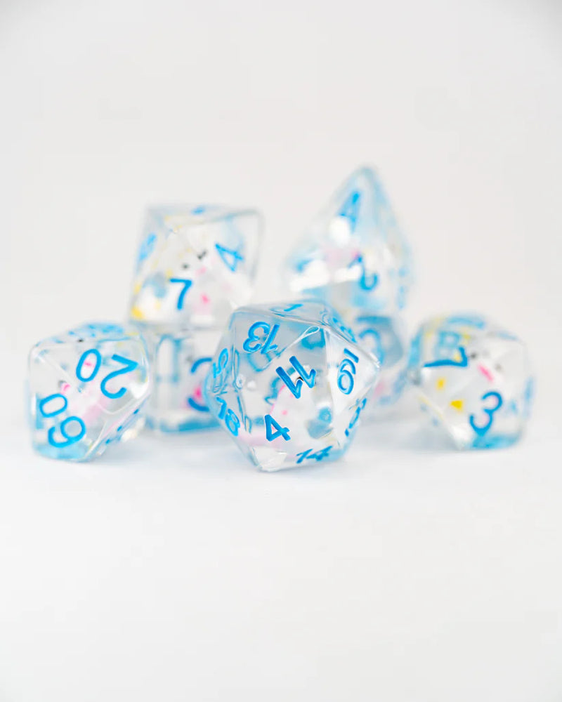 Emberglow Dice: Acrylic Inclusion Set in Glass Vial