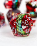 Emberglow Dice: Sharp Edge Dice in Glass Vials