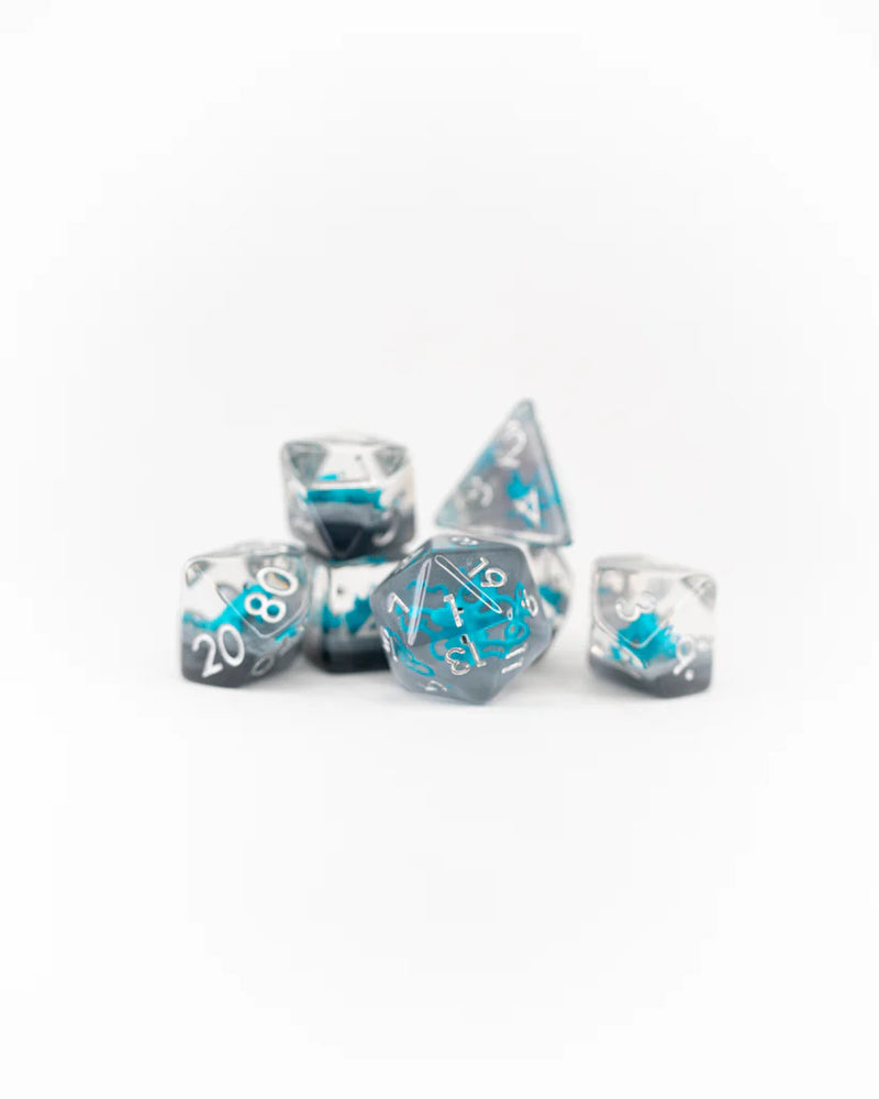 Emberglow Dice: Acrylic Inclusion Set in Glass Vial
