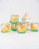 Emberglow Dice: Acrylic Inclusion Set in Glass Vial