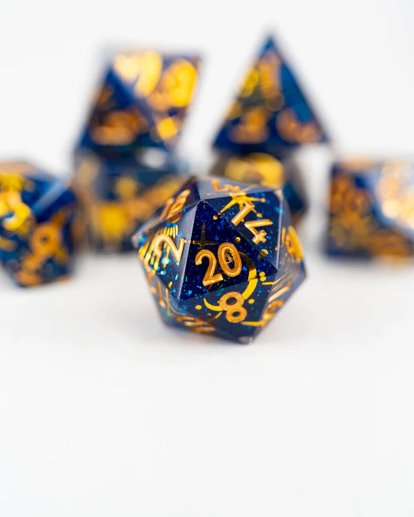 Emberglow Dice: Sharp Edge Dice in Glass Vials