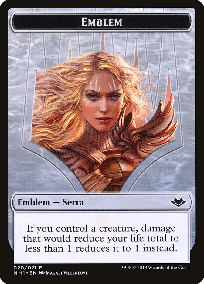 Elemental (008) // Serra the Benevolent Emblem (020) Double-Sided Token [Modern Horizons Tokens]