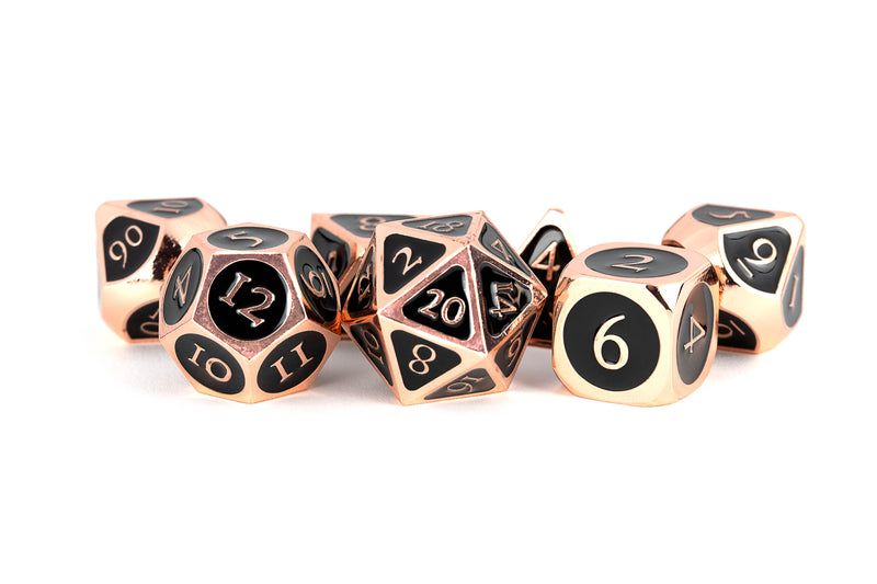 Metallic Dice Games 7-Set Polyhedral Copper w/ Black
